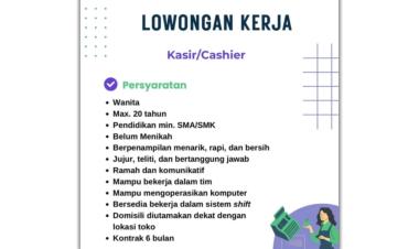 Lowongan Kerja Sebagai Kasir di Toko Richie Jaya, Natar, Lampung Selatan