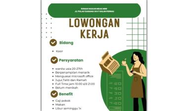 Lowongan Kerja Sebagai Kasir di Rumah Makan Mbak Mini, Way Halim Permai, Bandar Lampung
