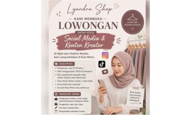 Lowongan Kerja Dari Lyandra Shop Untuk Posisi Social Media & Konten Kreator, Metro, Lampung