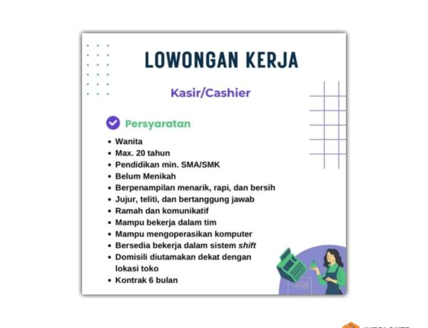 Lowongan Kerja Sebagai Kasir di Toko Richie Jaya, Natar, Lampung Selatan