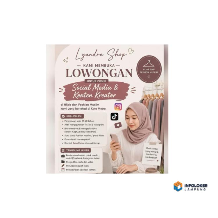 Lowongan Kerja Dari Lyandra Shop Untuk Posisi Social Media & Konten Kreator, Metro, Lampung