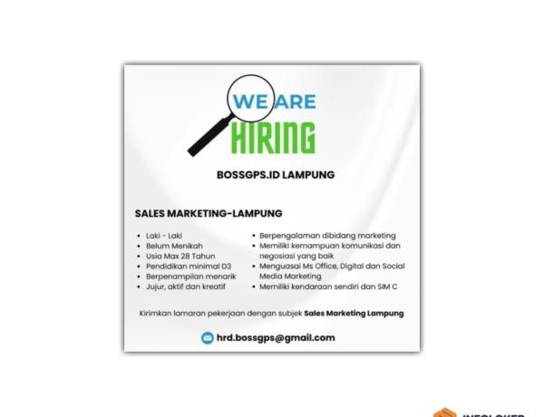 Lowongan kerja Sales Marketing - Lampung di BOSSGPS.ID LAMPUNG