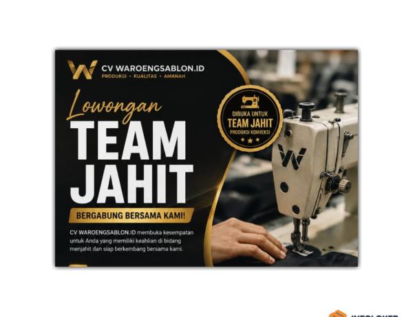 Lowongan kerja untuk Team Jahit di CV Waroengsablon.id, bandar lampung