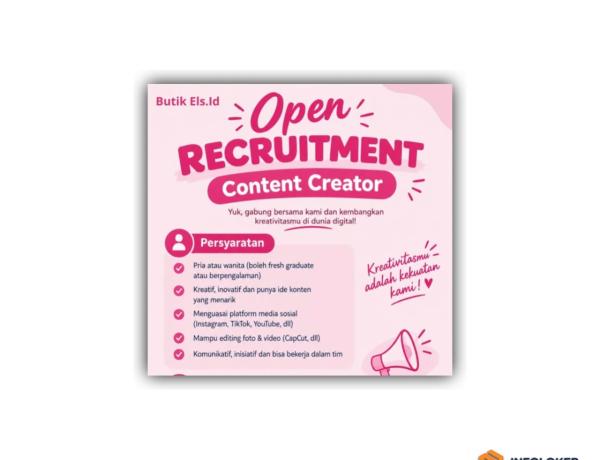 Butik Els.Id sedang membuka lowongan pekerjaan untuk posisi Content Creator, bandar lampung