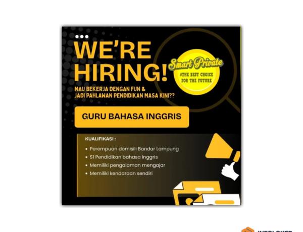 Lowongan kerja untuk posisi Guru Bahasa Inggris di Smart Private, Bandar Lampung