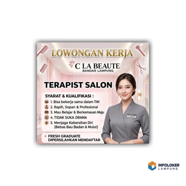 Lowongan kerja dari C LA BEAUTE Bandar Lampung untuk posisi Terapis Salon