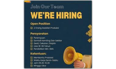 Lowongan kerja asisten produksi (2 orang), bandar lampung
